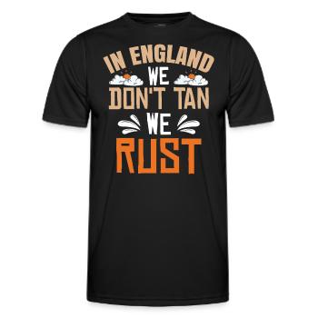 In England bräunen wir nicht, wir rosten - Männer Funktions-T-Shirt - Schwarz - Vorne - AI Model Male 178 dark (178cm)