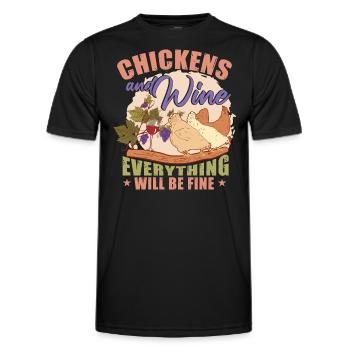 Drôle de vin Élevage de poulets - T-shirt sport Homme - noir - Devant - AI Model Male 178 dark (178cm)