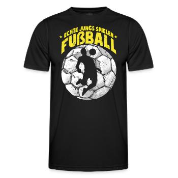 Echte Jungs Spielen Fußball Fußballspieler - Männer Funktions-T-Shirt - Schwarz - Vorne - AI Model Male 178 dark (178cm)