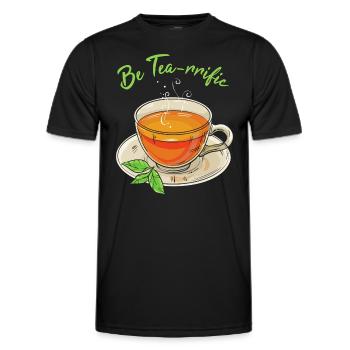 Tea Pun - Men's Functional T-Shirt - black - Front - AI Model Male 178 dark (178cm)