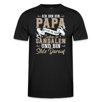 Ich bin der Papa mit Socken in Sandalen - Männer Funktions-T-Shirt - Schwarz - Vorne - AI Model Male 178 dark (178cm)