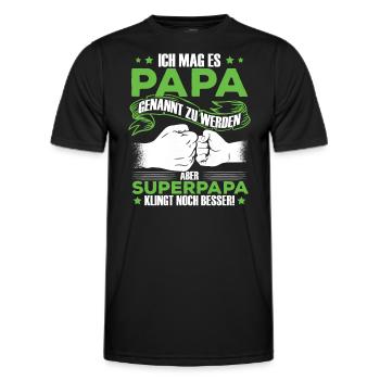 Papa Superpapa Sprüche - Männer Funktions-T-Shirt - Schwarz - Vorne - AI Model Male 178 dark (178cm)