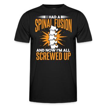 J’ai eu une fusion vertébrale - T-shirt sport Homme - noir - Devant - AI Model Male 178 dark (178cm)