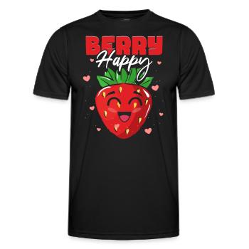 Berry Happy Erdbeere - Männer Funktions-T-Shirt - Schwarz - Vorne - AI Model Male 178 dark (178cm)