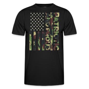 American Flag Independence Day Patriotic & Proud - Men's Functional T-Shirt - black - Front - AI Model Male 178 dark (178cm)