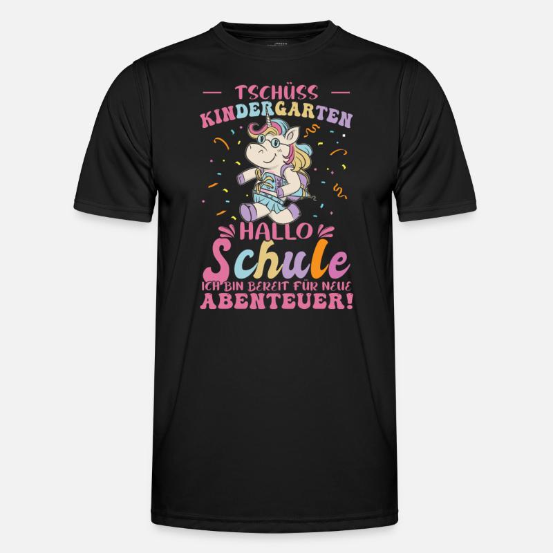Tschüss Kindergarten Einhorn - Männer Funktions-T-Shirt - Schwarz