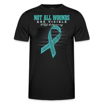 Sensibilisation au TSPT | Toutes les plaies ne sont pas visibles - T-shirt sport Homme - noir - Devant - AI Model Male 178 dark (178cm)