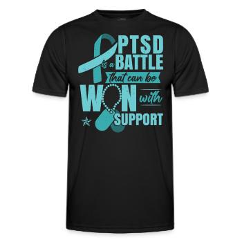Soutien en cas de TSPT - T-shirt sport Homme - noir - Devant - AI Model Male 178 dark (178cm)