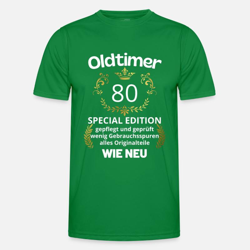 80. Geburtstag Oldtimer Männer Funktions-T-Shirt
