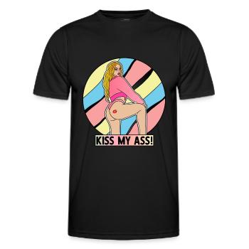 POP-ART ÉROTIQUE SEXY COMIC GIRL EMBRASSE MON CUL - T-shirt sport Homme - noir - Devant - AI Model Male 178 dark (178cm)