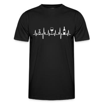 Weingläser Herzschlag mit Weinflasche Korkenzieher - Männer Funktions-T-Shirt - Schwarz - Vorne - AI Model Male 178 dark (178cm)