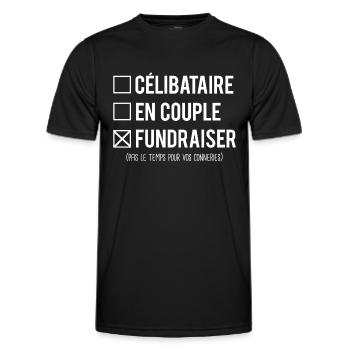 Célibataire en couple fundraiser humour métier - T-shirt sport Homme - noir - Devant - AI Model Male 178 dark (178cm)