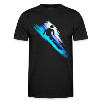 Skifahrer - Downhill - Speed - Blau - Männer Funktions-T-Shirt - Schwarz - Vorne - AI Model Male 178 dark (178cm)