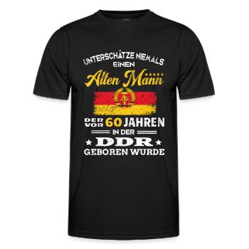 Anniversaire 60 ans RDA Né Vieil homme - T-shirt sport Homme - noir - Devant - AI Model Male 178 dark (178cm)