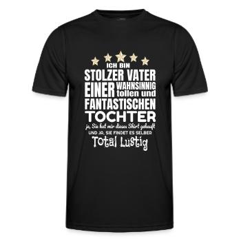 Stolzer Papa Und Vater Toller Verrückten Tochter - Männer Funktions-T-Shirt - Schwarz - Vorne - AI Model Male 178 dark (178cm)