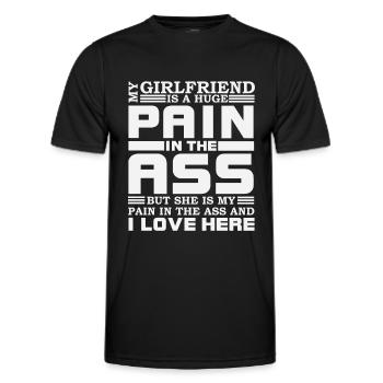 Ma petite amie est une énorme douleur dans le cul petit ami - T-shirt sport Homme - noir - Devant - AI Model Male 178 dark (178cm)