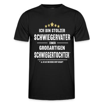 Schwiegervater Schwiegertochter Stolzer Papa - Männer Funktions-T-Shirt - Schwarz - Vorne - AI Model Male 178 dark (178cm)