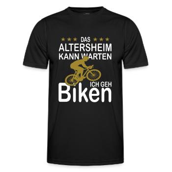 E-Bike Altersheim Kann Warten Akku Fahrrad - Männer Funktions-T-Shirt - Schwarz - Vorne - AI Model Male 178 dark (178cm)