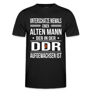 DDR Unterschätze Niemals Alten Mann Ossi Moped - Männer Funktions-T-Shirt - Schwarz - Vorne - AI Model Male 178 dark (178cm)