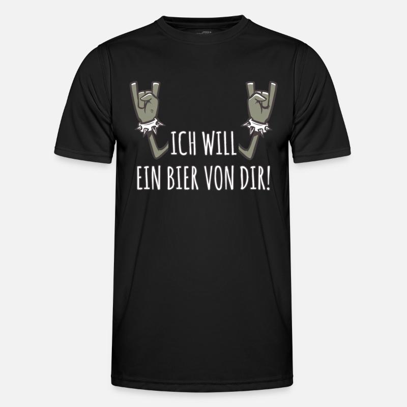 Pommesgabel Spruch Ich Will Ein Bier Von Dir Männer Funktions-T-Shirt