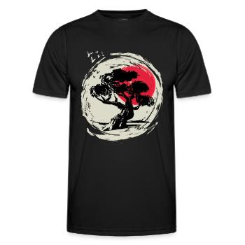 Bonsaibaum Kunst Japanischer Sonnenuntergang - Männer Funktions-T-Shirt - Schwarz - Vorne - AI Model Male 178 dark (178cm)