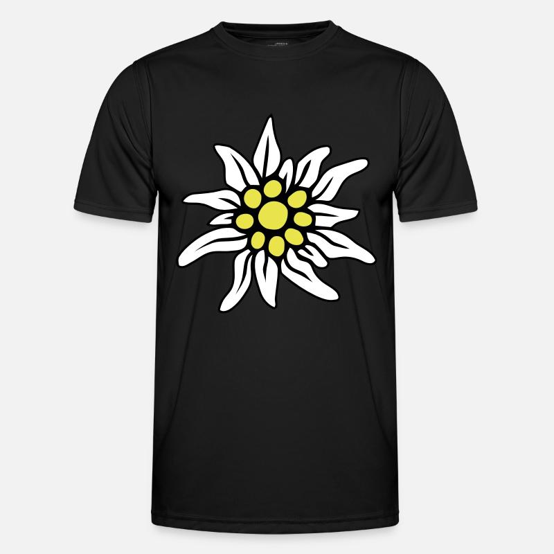 EDELWEISS BLÜTE - Männer Funktions-T-Shirt - Schwarz