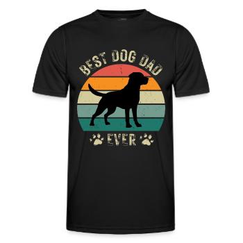 Chien Chien Papa Labrador Fête des Pères Anniversaire Rétro - T-shirt sport Homme - noir - Devant - AI Model Male 178 dark (178cm)