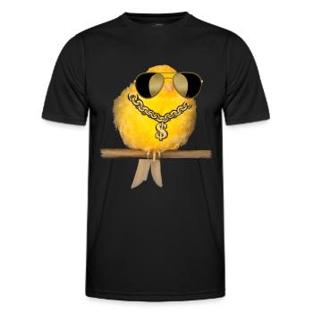 cool canary evil bird with sunglasses - Men's Functional T-Shirt - black - Front - AI Model Male 178 dark (178cm)