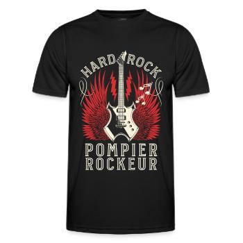 Hard Rock Metal Pompier Rockeur - T-shirt sport Homme - noir - Devant - AI Model Male 178 dark (178cm)