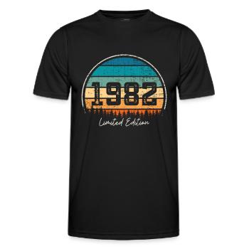 Vintage 1982 Limited Edition Retro Sunset - Men's Functional T-Shirt - black - Front - AI Model Male 178 dark (178cm)
