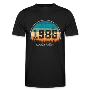Vintage 1986 Limited Edition Retro Sunset - Men's Functional T-Shirt - black - Front - AI Model Male 178 dark (178cm)