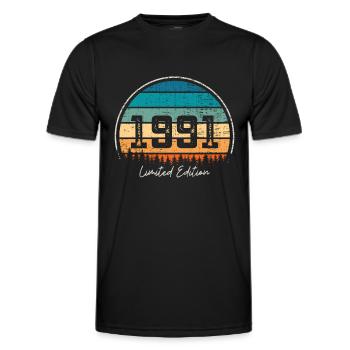 Vintage 1991 Limited Edition Retro Sunset - Men's Functional T-Shirt - black - Front - AI Model Male 178 dark (178cm)