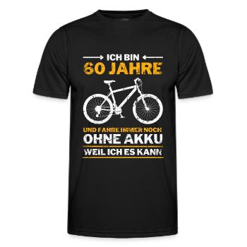 60 Jahre 60. Geburtstag Fahrrad ohne Akku - Männer Funktions-T-Shirt - Schwarz - Vorne - AI Model Male 178 dark (178cm)