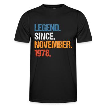 Legend Since November 1978 Geburtstag - Männer Funktions-T-Shirt - Schwarz - Vorne - AI Model Male 178 dark (178cm)