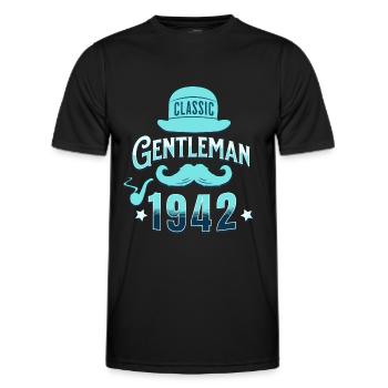 Vintage Gentleman 1942 80 Years Anniversary - Men's Functional T-Shirt - black - Front - AI Model Male 178 dark (178cm)