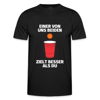 Einer von uns beiden Beerpong - Männer Funktions-T-Shirt - Schwarz - Vorne - AI Model Male 178 dark (178cm)