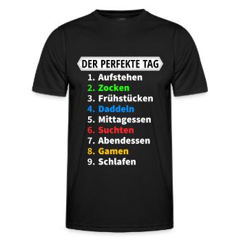 Der perfekte Tag Zocken - Männer Funktions-T-Shirt - Schwarz - Vorne - AI Model Male 178 dark (178cm)