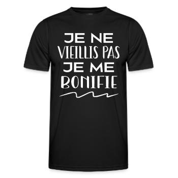 Je ne vieillis pas je me bonifie - T-shirt sport Homme - noir - Devant - AI Model Male 178 dark (178cm)