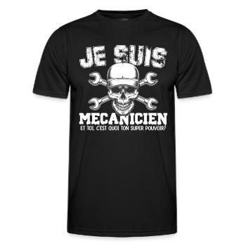 Je suis mécanicien super pouvoir - T-shirt sport Homme - noir - Devant - AI Model Male 178 dark (178cm)