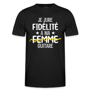 Guitariste - je jure Fidélité a ma Guitare - T-shirt sport Homme - noir - Devant - AI Model Male 178 dark (178cm)