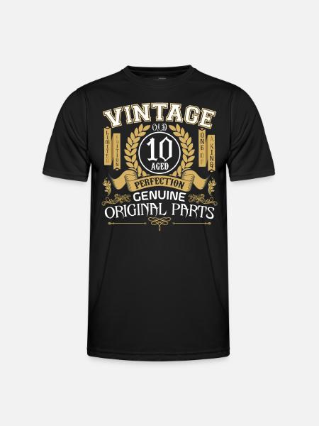 Vintage 10 år – fødselsdagsgave 10 år - Funktionsshirt til herrer - sort