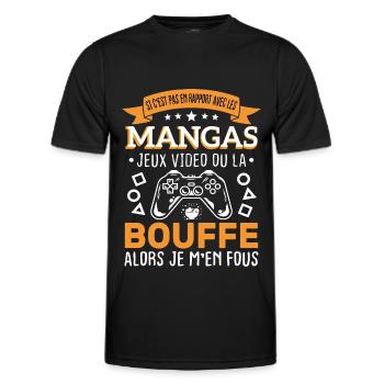 Mangas Jeux Video Bouffe Cadeau Humour - T-shirt sport Homme - noir - Devant - AI Model Male 178 dark (178cm)