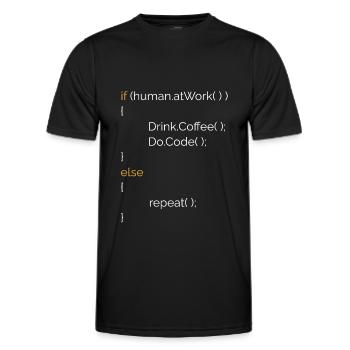 Programmeur Informaticien Café Cadeau C# Java - T-shirt sport Homme - noir - Devant - AI Model Male 178 dark (178cm)