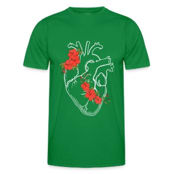 Anatomy Heart / Flowers - Men's Functional T-Shirt - kelly green - Front - AI Model Male 178 dark (178cm)