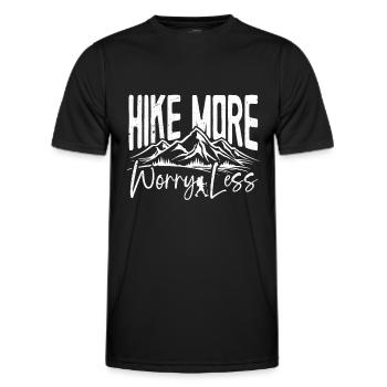 Hike More Worry Less Hiking Outfit Hiking - Men's Functional T-Shirt - black - Front - AI Model Male 178 dark (178cm)