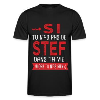 stef dans ta vie Humour Stéphane Stéphanie Stéphan - T-shirt sport Homme - noir - Devant - AI Model Male 178 dark (178cm)