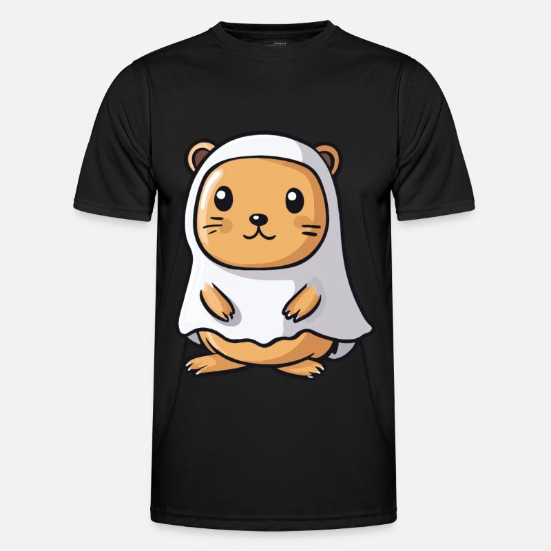 Biber Halloween Comic Geist - Männer Funktions-T-Shirt - Schwarz