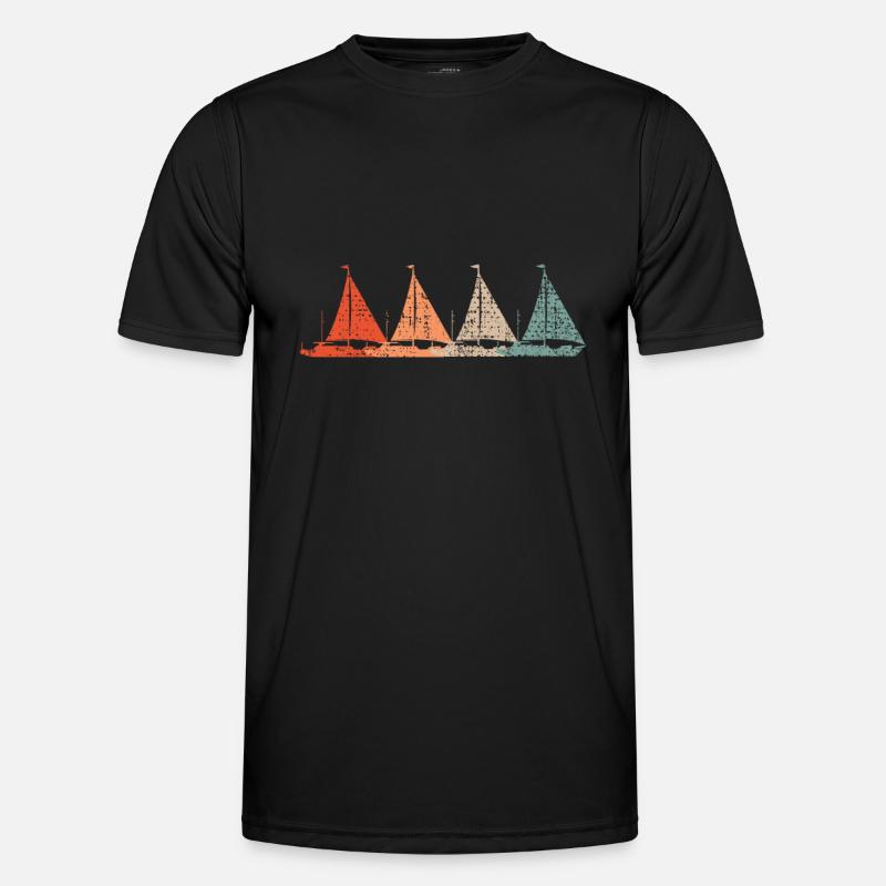 Segelboote Retro - Männer Funktions-T-Shirt - Schwarz