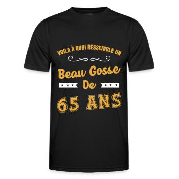 Voila à quoi ressemble un beau gosse de 65 ans fun - T-shirt sport Homme - noir - Devant - AI Model Male 178 dark (178cm)