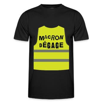Macron releases yellow vest anti-finance Referendum - Men's Functional T-Shirt - black - Front - AI Model Male 178 dark (178cm)